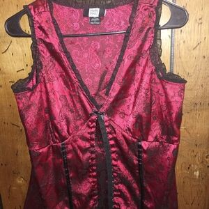 Elegant Red and Black Lace Sleepwear